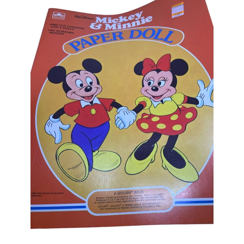 Vintage 1983 Walt Disney Mickey & Minnie Paper Doll Book